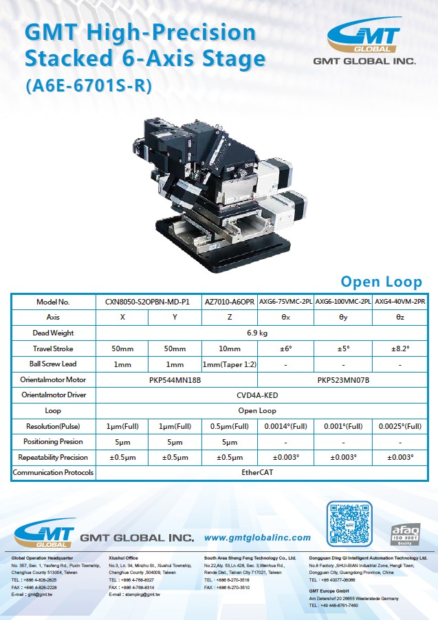GMT High-Precision Stacked 6-axis Stage